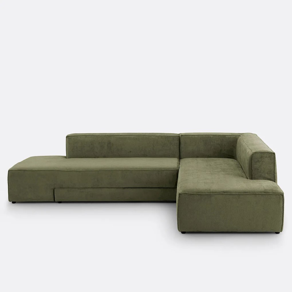 Hoekbank links of rechts, omvormbaar, fluweel met structuur, Ginosa