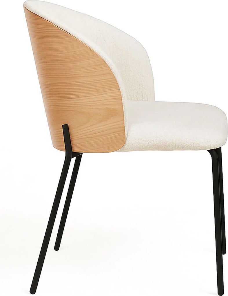 Set 2 Glacia Witte Stoffen Stoelen met Gestoffeerde Houten Rugleuning