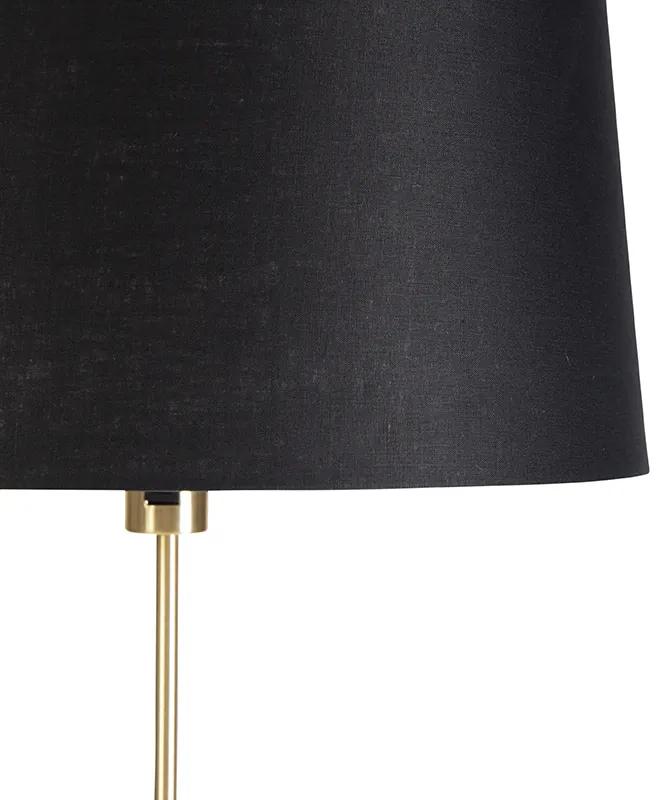 Vloerlamp goud/messing met linnen kap zwart 45 cm - Parte Design, Modern E27 cilinder / rond rond Binnenverlichting Lamp