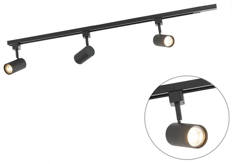 Modern 1-fase railsysteem met 3 Spot / Opbouwspot / Plafondspots zwart - Jeana Modern GU10 Binnenverlichting Lamp