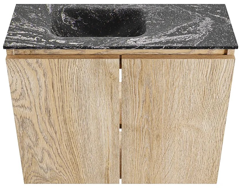 Mondiaz Ture DLux toiletmeubel 60cm washed oak met wastafel lava links zonder kraangat