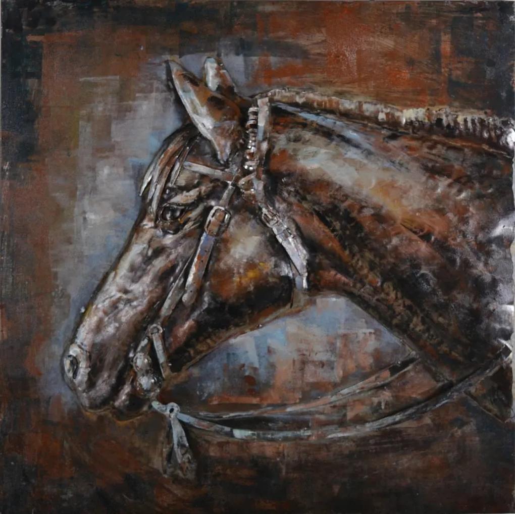 Schilderij - Metaalschilderij - Paard, 80x80cm