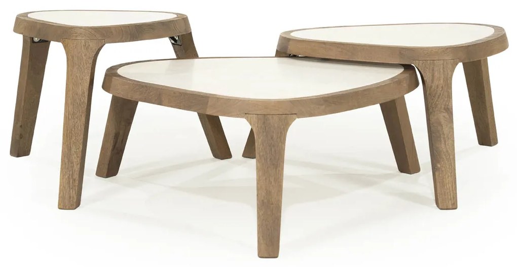 Bijzettafel Hout Met Marmer - 45 X 38cm.