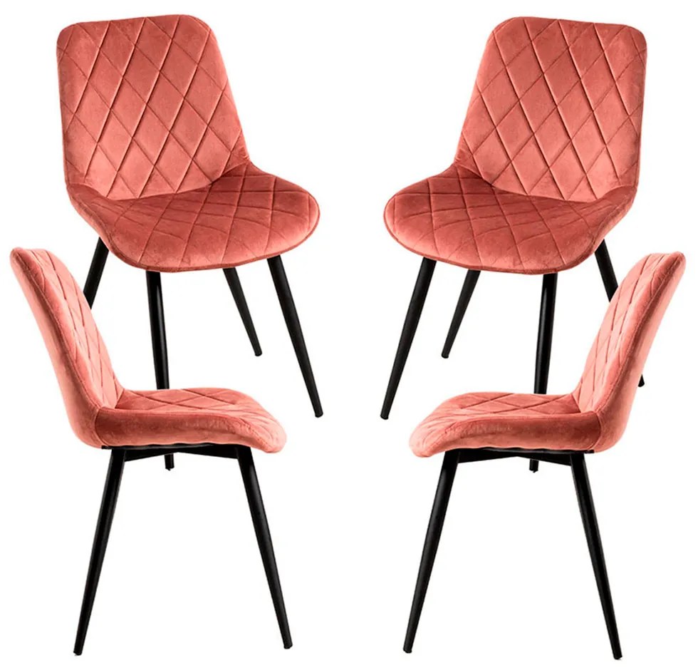Set 4 Min Fluwelen Stoelen