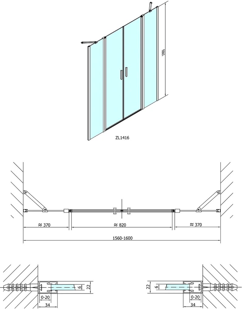 Polysan Zoom Line pendeldeur 160cm chroom