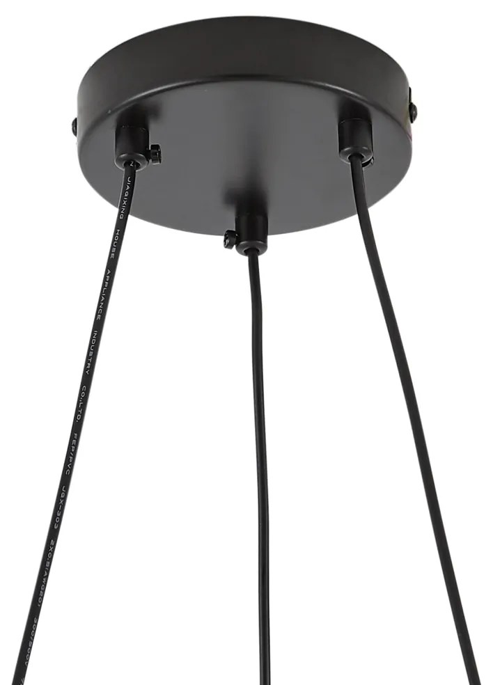 Hanglamp zwart met smoke en amber glas rond 8-lichts - Monaco