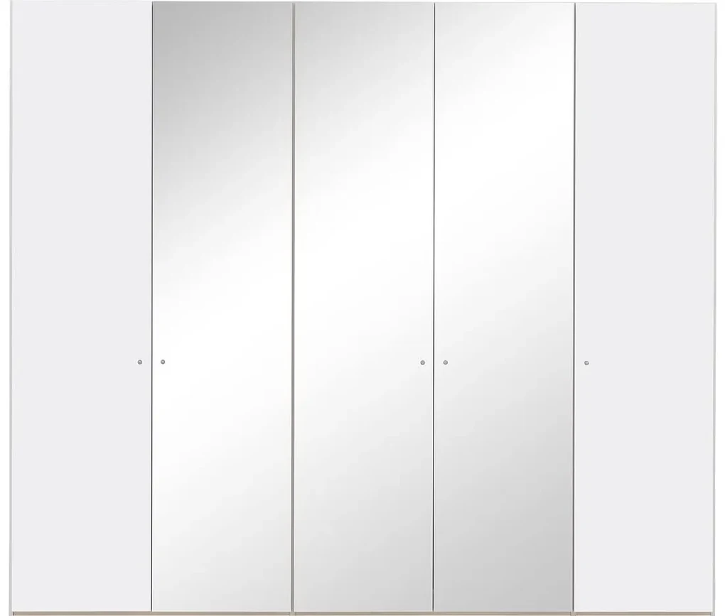 Goossens Kledingkast Easy Storage Ddk, Kledingkast 253 cm breed, 220 cm hoog, 2x draaideur en 3x spiegel draaideur midden
