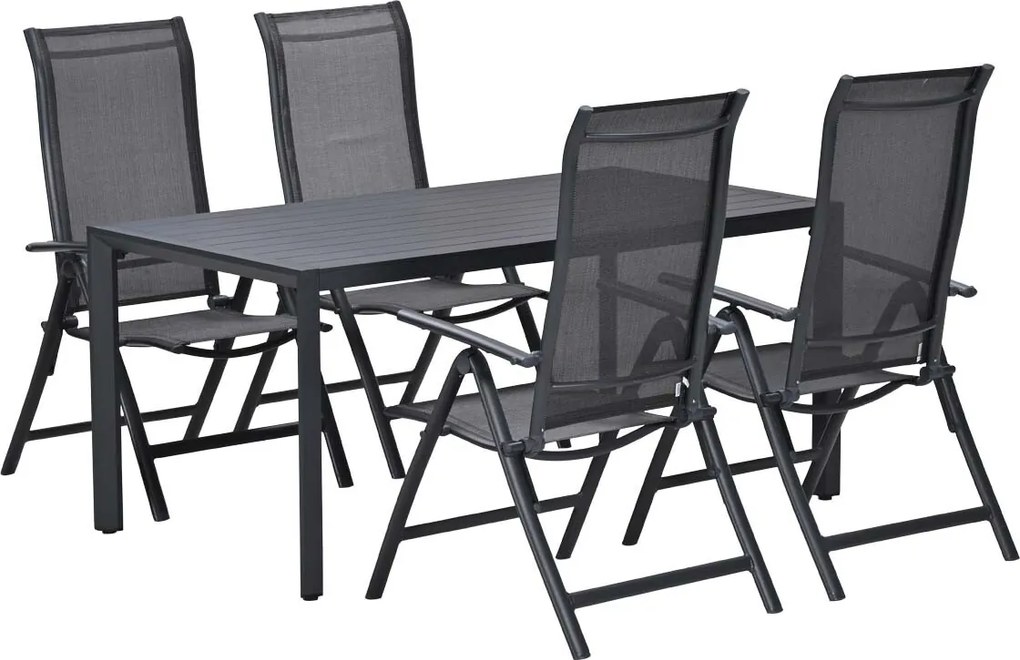 Garden Impressions Santos tuinset 5-delig - Kasper tuintafel 160x84 cm donker grijs