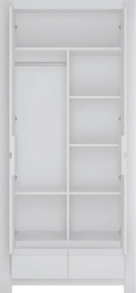 Kledingkast Domodeu 107, Wit, 199x92x58cm, 140.3 kg, Kledingkast deuren: Met scharnieren