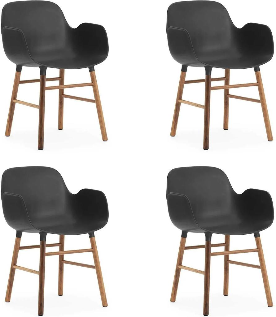 Normann Copenhagen Set aanbieding Form Walnut Armchair stoel (4x)