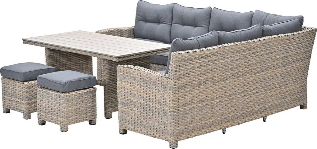 Garden Impressions Alaska lounge dining set 5-delig rechts - vintage willow - light teak vironwood