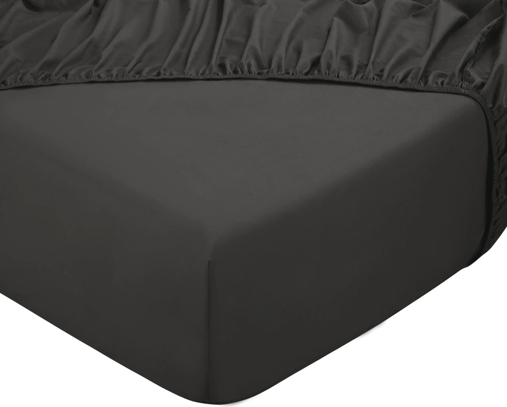 Hoeslaken King - 100% katoensatijn - 140x200 - antraciet