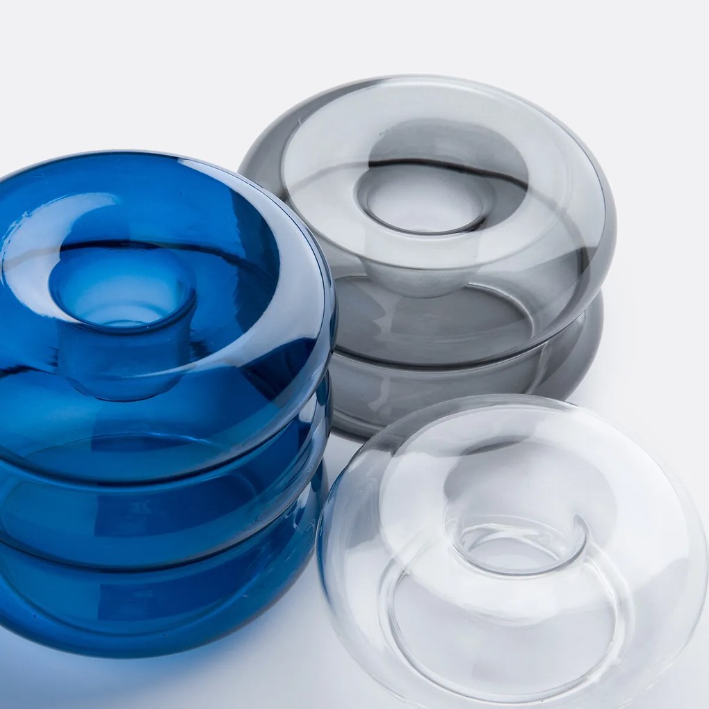 Set van 3 kandelaars in gekleurd glas, Leramo