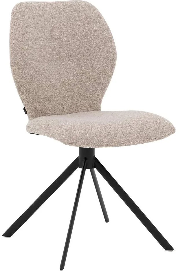 Goossens Eetkamerstoel Hera beige stof leuning, modern design