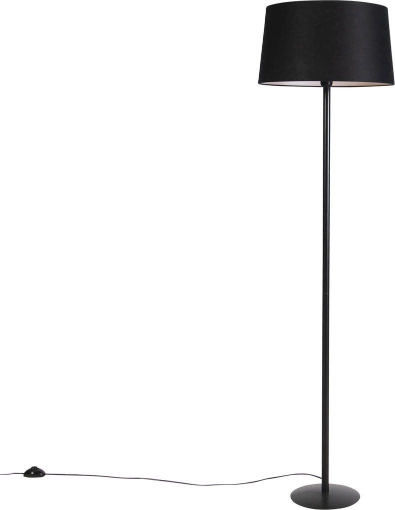 Zwarte vloerlamp met linnen kap zwart 45 cm - Simplo