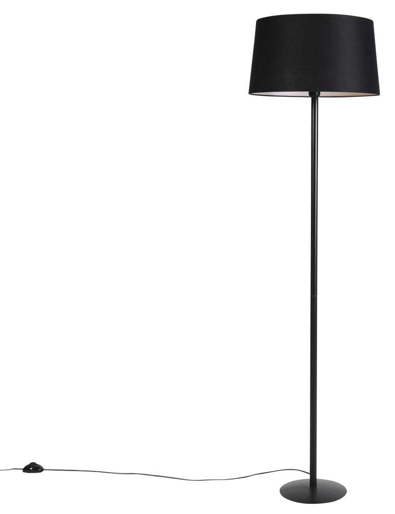Zwarte vloerlamp met linnen kap zwart 45 cm - Simplo Klassiek / Antiek E27 cilinder / rond rond Binnenverlichting Lamp
