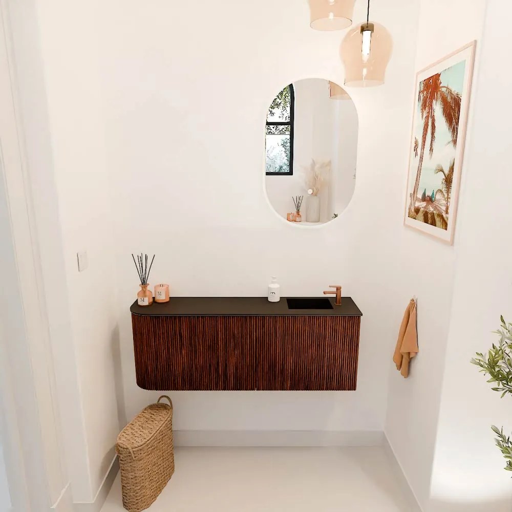 Mondiaz Joya 110cm toiletmeubel ronding links ruby met wastafel faye rechts 1 kraangat urban
