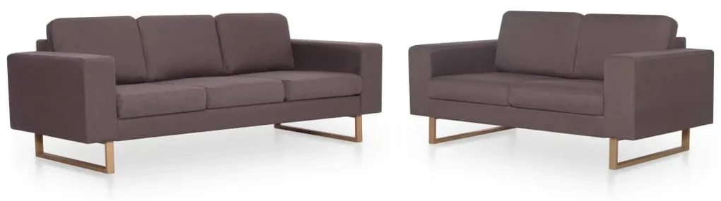vidaXL 2-delig Bankstel stof taupe