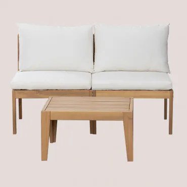 Tuinset Met 2-delige Modulaire Bank En Salontafel Van Acaciahout Filips Gardenia Wit - Sklum