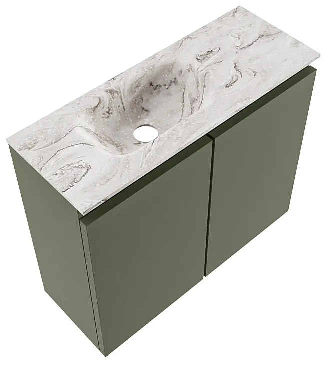 Mondiaz Ture DLux toiletmeubel 60cm army met wastafel glace links zonder kraangat