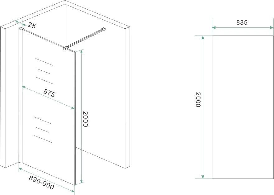 Mueller Slimline glaswand 90x200cm brons rookglas