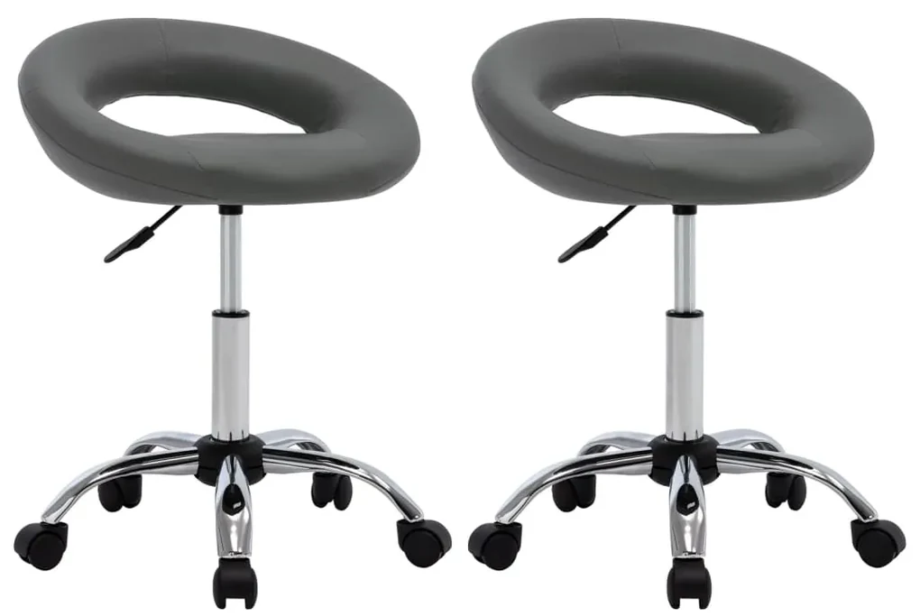 vidaXL Eetkamerstoelen draaibaar 2 st kunstleer grijs