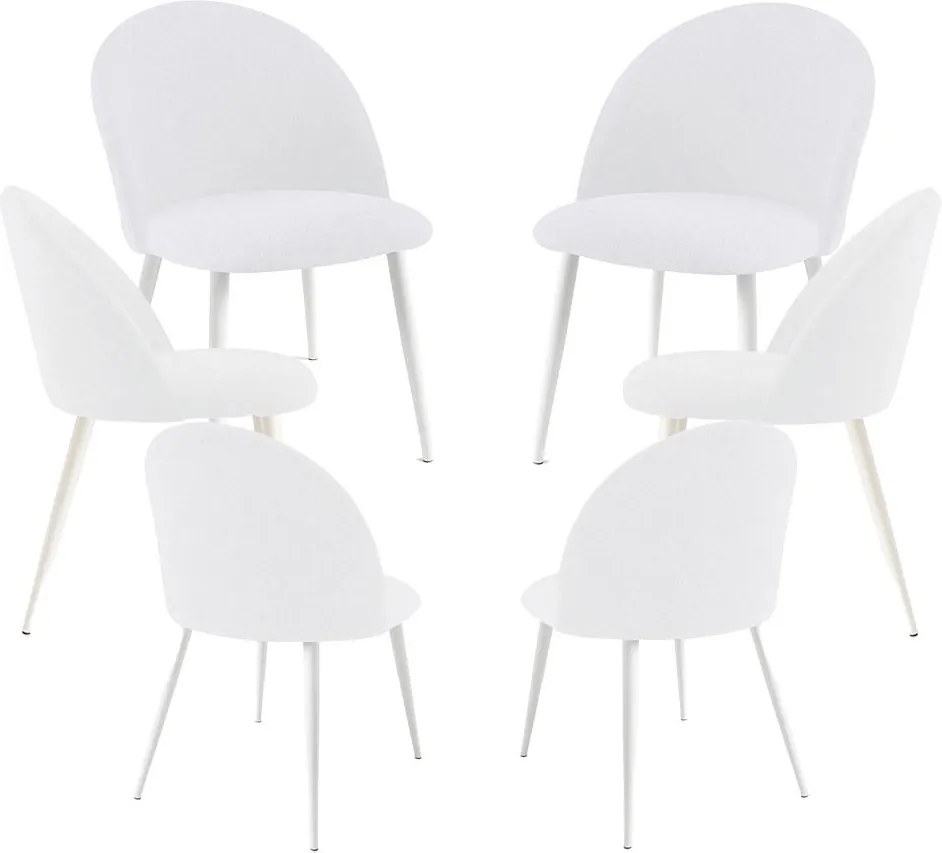 Set 6 White Vint Stoffen Stoelen