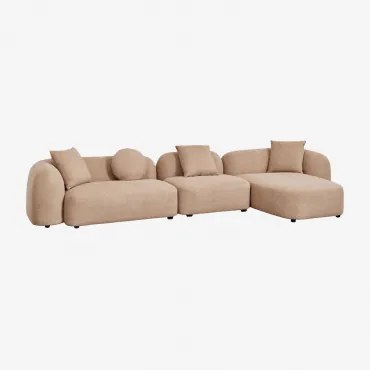 Modulaire Bank Met Chaise Longue Rechts, 3-delig In Chenille Coco Dikke Chenille Stof Latte Bruin - Sklum