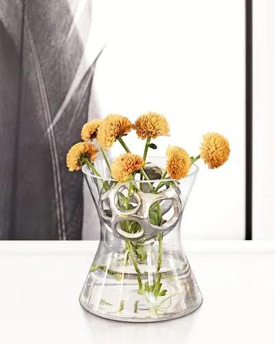 Sizland Dezign® Vaas Glazen vaas – Vaas Zilver - Vaas glas – Vaas Bloom - Bloemenvaas