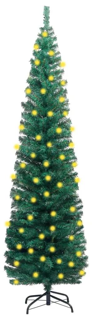vidaXL Kunstkerstboom met LED's en standaard smal 240 cm PVC groen