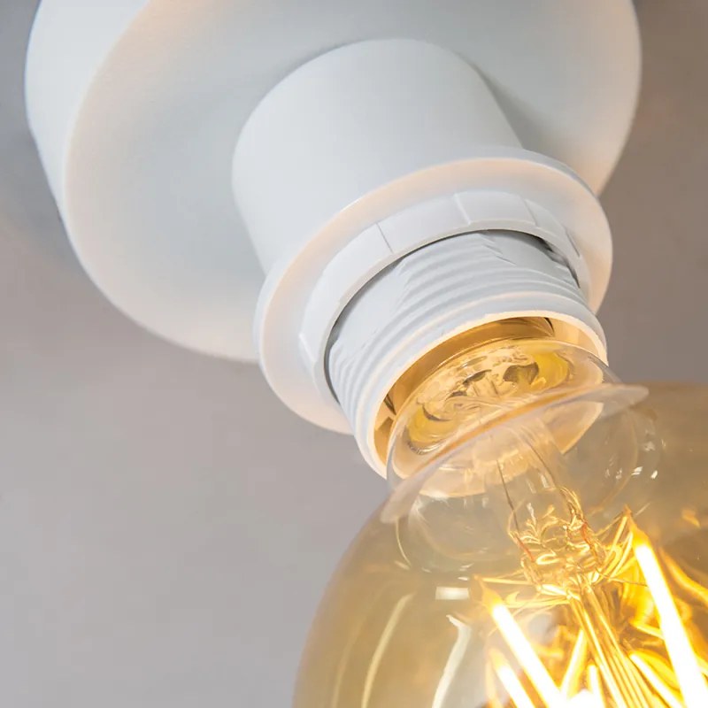 Moderne plafondlamp mat wit met zwarte kap 45 cm - Combi