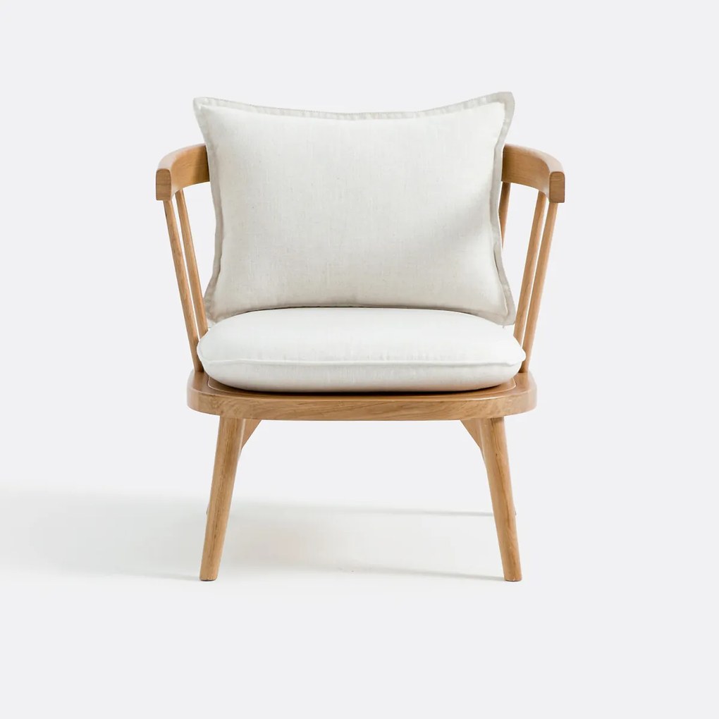 Eiken en stoffen fauteuil, Portman
