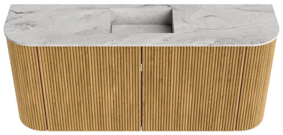 Mondiaz Joya DLux 95cm toiletmeubel ronding links/rechts oak met wastafel faye midden zonder kraangat glace