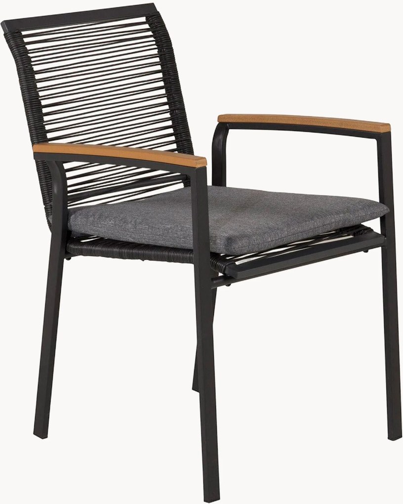 Stapelbare tuinstoelen Dallas met armleuning, 2-delig