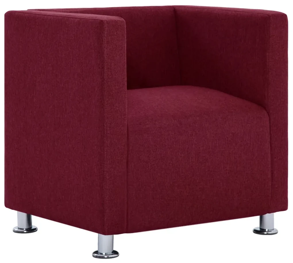 vidaXL Fauteuil kubus stof wijnrood