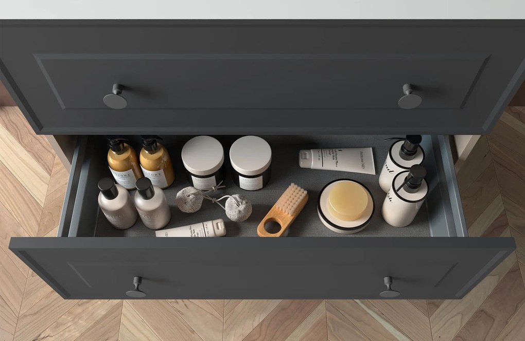 Muebles Renoir badmeubel 100cm antraciet met keramische wastafel en langwerpige handgrepen zwart