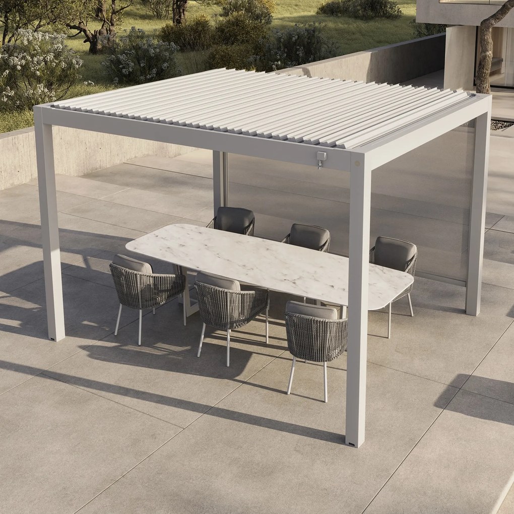 SUNS Luxe Gazebo overkapping manuele shutters camel sand