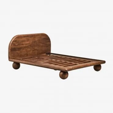 Bicheno Mangohouten Bed Donker Handvat Hout & 160 X 200 Cm & Zonder Matras - Sklum