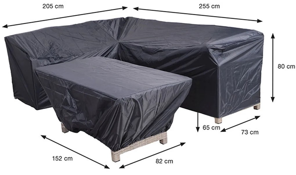 Garden Impressions Lounge dining beschermhoes 205/255x73xH80 en 152x82xH65 cm