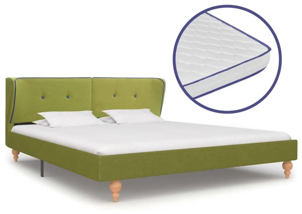 vidaXL Bed met traagschuim matras stof groen 180x200 cm