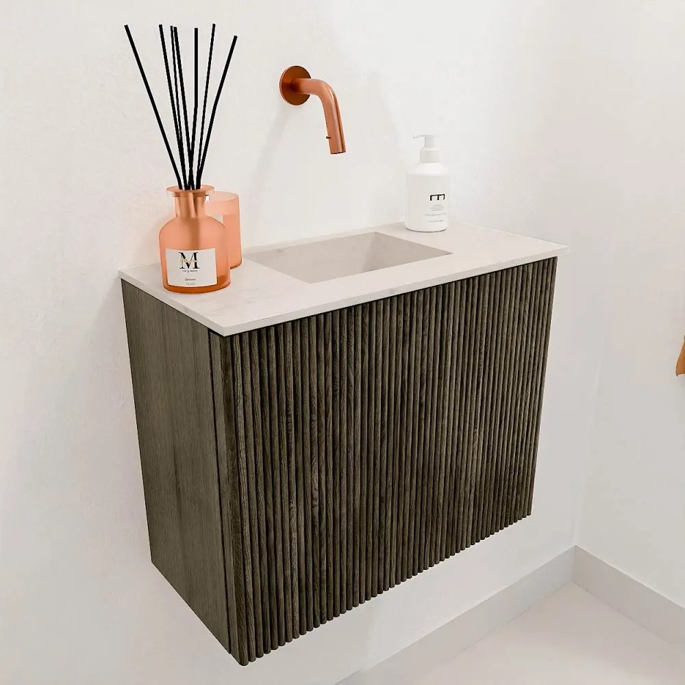 Mondiaz Joya DLux 50cm toiletmeubel shadow met wastafel faye midden zonder kraangat meli