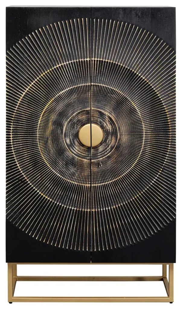 Kare Design Madeira Dark Unieke Kast Zwart Hout Met Goud - 76x30x140cm.