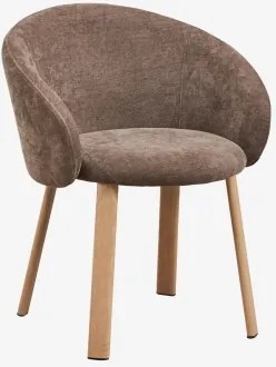 Set Van 2 Gestoffeerde Eetkamerstoelen Nairea Natuurlijk Hout & Chenilla Bruin Café - Sklum