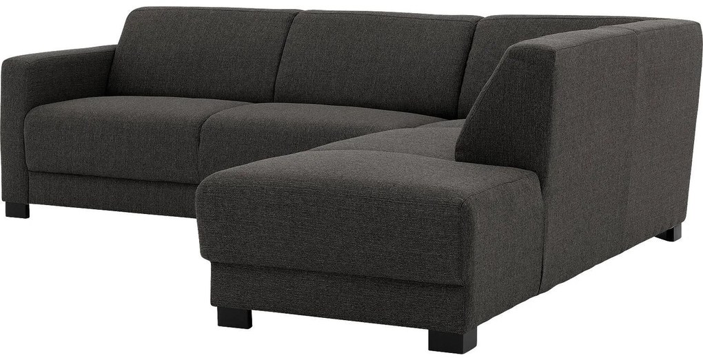 Goossens Bank My Style antraciet, stof, 2,5-zits, stijlvol landelijk met chaise longue rechts