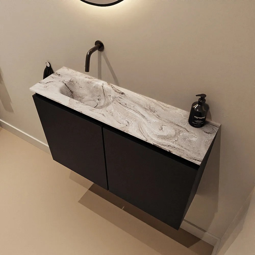 Mondiaz Ture DLux toiletmeubel 80cm urban met wastafel glace links zonder kraangat