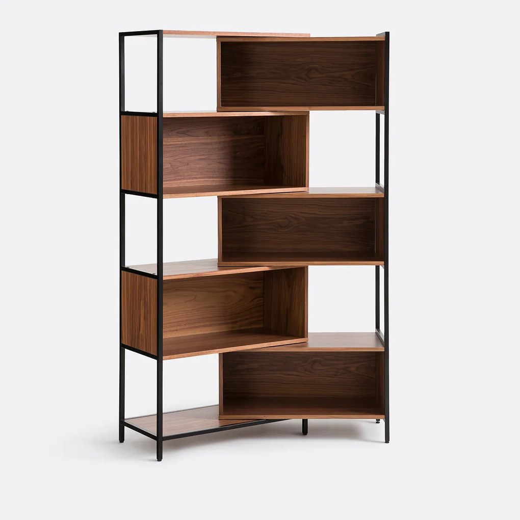 Modulaire en uitrekbare boekenkast, notenhoutfineer, Volga