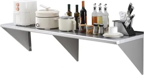 VEVOR Kruidenrek Wandplank 1 Stuk Hangende Keukenplank 1829 x 457 x 63 mm, Zwevende plank RVS 226 kg Draagvermogen, Plank Wandplank Kruidenrek Geschikt voor Keuken, Restaurants, Hotels, etc.