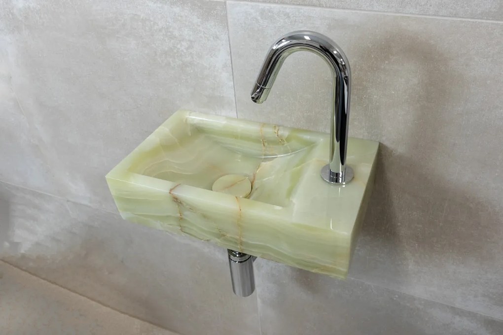 Saniclear Green Onyx fonteinset met gebogen kraan in chroom