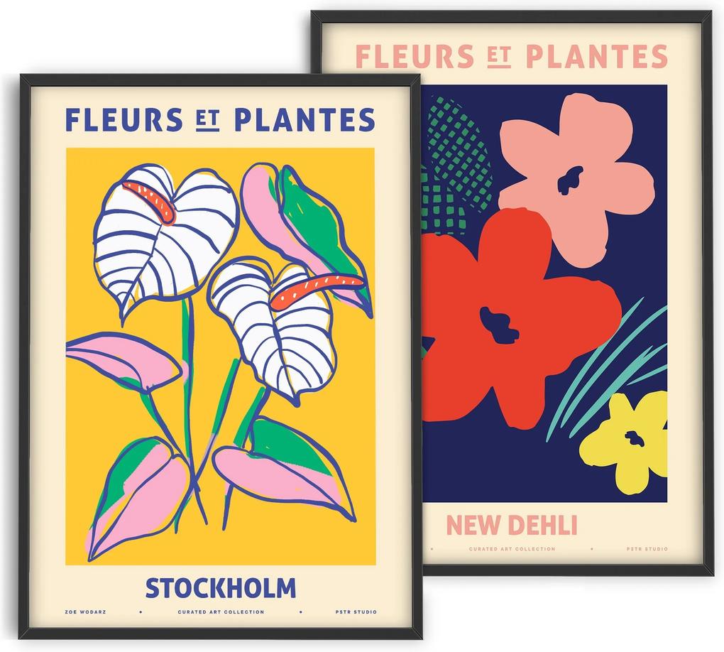 PSTR Studio | Poster set Zoe's Fleures et Plantes lengte 70 cm x breedte 50 cm multicolour posters & prints satijn papier | NADUVI outlet