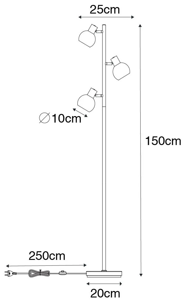 Smart vloerlamp goud met roze glas 3-lichts incl. 3 Wifi P45 - Vidro